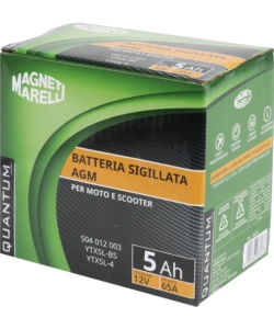 MAGNETI MARELLI BATTERIA MOTO E SCOOTER  TECNOLOGIA 5AH 12V 65A AGM SIGILLATA POLO POSITIVO DESTRO